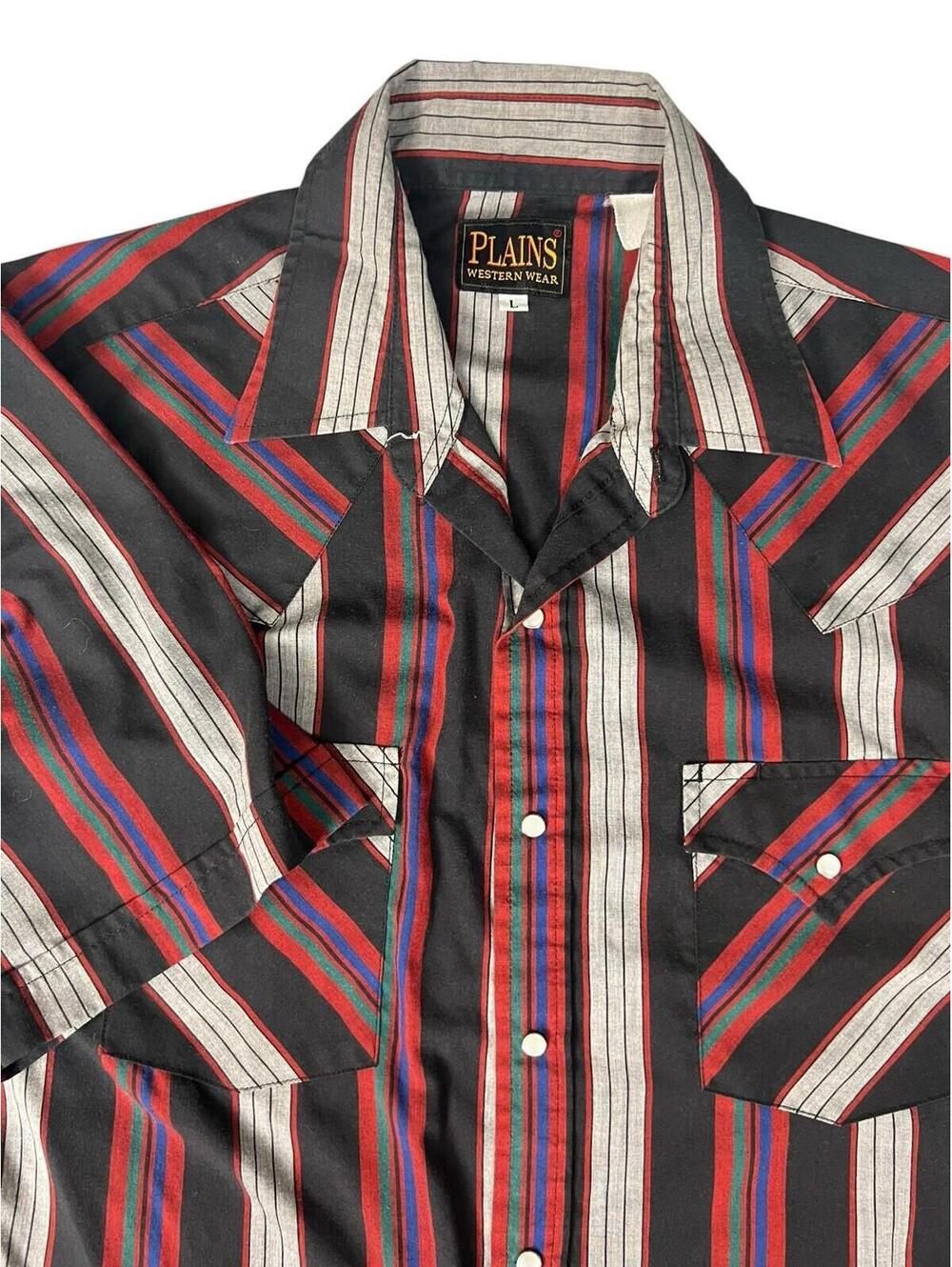 Vintage Plains Western Wear Pearl Snap Shirt Striped Cowboy Rodeo Shirt